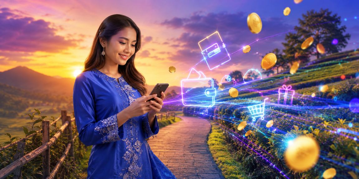 Pemain wanita Malaysia dalam baju kurung bermain kasino mudah alih ra888 melalui telefon
